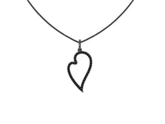 Valentines Natural Black Diamond Heart Necklace 14K Black Gold Valentine's Gift Wedding Jewelry Women's  Unique Neckalce Gift Ideas -V1122