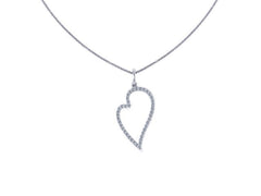 Valentine's Gift Diamond Heart Necklace 14K White Gold Pendant with Chain Wedding Jewelry Women's Jewelry Fine Jewelry Unique Neckalce-V1122