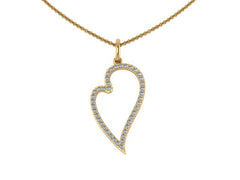 Valentines Gift Diamond Heart Necklace 14K Yellow Gold Pendant with Chain Wedding Jewelry Women's Fine Jewelry Unique Neckalce Etsy -V1122
