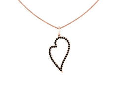 Valentines Natural Black Diamond Heart Necklace 14K Rose Gold Valentine's Gift Wedding Women's Jewelry Unique Neckalce Special Gifts-V1122