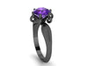 Solitaire Amethyst Engagement Ring 14K Black Gold Engagement Ring Gift February Birthstone Women's Jewelry Fine Jewelry Gemstones - V1080