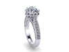 Victorian Diamond Engagement Ring Charles & Colvard Forever Brilliant Heart Shape Moissanite Center 14K White Gold Statement Ring - V1126