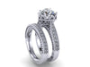 Victorian Diamond Bridal Set Engagement Ring  With Matching Band Forever Brilliant Heart Shape Moissanite Ctr 14K White Gold Rings - V1126