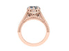 Rose Gold Victorian Engagement Ring Diamond Engagement Ring Charles & Colvard Forever Brilliant Heart Shape Moissanite Ring 14K Gold - V1126