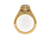 Victorian Diamond Engagement Ring Charles & Colvard Forever Brilliant Heart Shape Moissanite Center 14K Yellow Gold Statement Ring - V1126