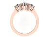 Unique Three-Stone Charles & Colvard Forever One Moissanite Band French Style Fine Jewelry 14K Rose Gold Band Mother's Day Gift -V1128