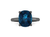 Cushion Cut London Blue Topaz Solitaire Engagement Ring 14K Black Gold Wedding Ring Marraige Bridal Fine Jewelry Elegant Gems Unique- V1131