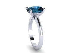 10x8mm Cushion Cut London Blue Topaz Solitaire Engagement Ring 14K White Gold Wedding Ring Marraige Bridal Fine Jewelry Elegant Gems - V1131