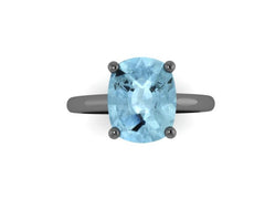 10x8mm Cushion Cut Aquamarine Engagement Ring 14K Black Gold Wedding Ring Marraige Bridal Fine Jewelry Elegant Gemstone Bridal Gifts -V1131