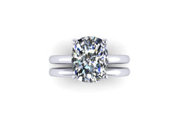 10x8mm Cushion Cut White Sapphire Bridal Set 14K White Gold Wedding Ring Engagent RIng With Matching Band Fine Jewelry Elegant Gems -V1132