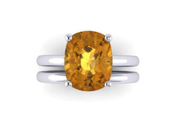 10x8mm Cushion Cut Citrine Solitaire Engagement Ring With Matching Band 14K White Gold Bridal Set Fine Jewelry Elegant Gemstone rings -V1132