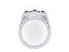 Edwardian Three-Stone Black Diamond Engagment Ring Vintage Wedding Estate Fine Jewelry Antique Ring 14k White Gold Anniversary Gift -V1134