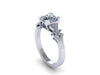 Unique Vintage Engagement Ring Charles & Colvard Forever One Moissanite 14K White Gold Diamond Wedding Ring Estate Fine Jewelry -V1135