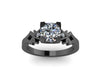 Labor Day Sale 10% OFF! Unique Vintage Engagement Ring Charles & Colvard Forever One Moissanite 14K Black Gold Diamond Wedding Ring  -V1135