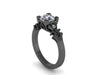 Labor Day Sale 10% OFF! Unique Vintage Engagement Ring Charles & Colvard Forever One Moissanite 14K Black Gold Diamond Wedding Ring  -V1135