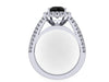 Unique Engagement Ring Round 7mm Genuine Black Diamond Center White Diamond Halo Double Shank Ring Custom Jewelry Gem Gifts 14k Ring - V1138
