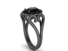 Black Gold Engagement Ring Oval Black Diamond Ring Unique Engagement Ring Heart Wedding Ring Diamond Holiday Gifts For Her Gemstones - V1137