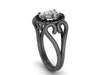 Black Gold Engagement Ring Unique Moissanite Wedding Ring Heart Ring Genuine Black Diamond Valentines Gift Item Gemstone Custom Jewel-V1137