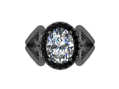 Black Gold Engagement Ring Unique Moissanite Wedding Ring Heart Ring Genuine Black Diamond Valentines Gift Item Gemstone Custom Jewel-V1137