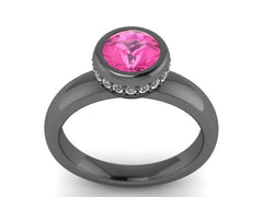 Pink Sapphire Engagement Ring Diamond Wedding Ring 14k Black Gold Engagement Ring Valentine's Gift Unique Fine Jewelry Gemstone rings- V1139