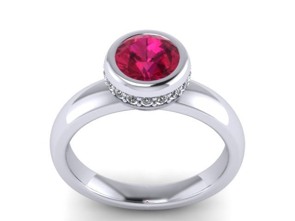 Ruby Engagement Ring Diamond Wedding Ring 14k White Gold Engagement Ring Valentine's Gift Unique Fine Jewelry Gemstone ring Bridal- V1139