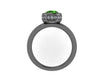 Green Emerald Engagement Ring Diamond Wedding Ring 14k Black Gold Engagement Ring Valentine's Gift Unique Fine Jewelry Gemstone ring - V1139