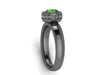 Green Emerald Engagement Ring Diamond Wedding Ring 14k Black Gold Engagement Ring Valentine's Gift Unique Fine Jewelry Gemstone ring - V1139