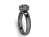 Ruby Engagement Ring Diamond Wedding Ring 14k Black Gold Engagement Ring Valentine's Gift Unique Fine Jewelry Gemstone ring Bridal- V1139