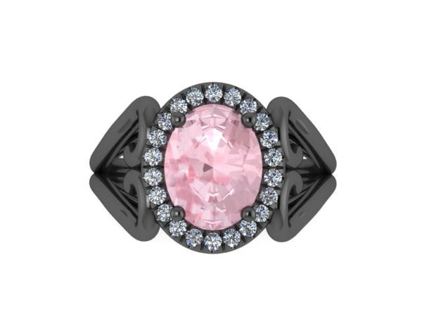 Unique Morganite Engagement Ring Diamond Valentine's Gift Heart Engagment Ring 14k Black Gold Engagemetn Ring Bridal Rings Etsy Rings- V1137
