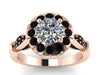 Victorian Engagement Ring Moissanite Engagement Ring 14k Rose Gold Genuine Black Diamond Engagement Ring Valentine's Gift Etsy Rings-V1140