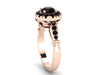 Genuine Black Diamond Engagement Ring 14k Rose Gold Engagement Ring Victorian Bridal Jewelry Valentine's Gift Vintage Style Gemstone -V1140