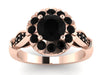 Genuine Black Diamond Engagement Ring 14k Rose Gold Engagement Ring Victorian Bridal Jewelry Valentine's Gift Vintage Style Gemstone -V1140