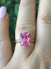 Cushion Cut Pink Sapphire Solitaire Engagement Ring 14K Rose Gold Wedding Ring Marraige Bridal Fine Jewelry Elegant Gemstone Mother's -V1131