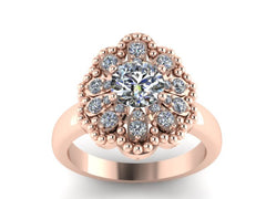 Forever One Moissanite Engagement Ring Diamond Wedding Ring 14k Rose Gold Bridal Ring Flower Proposal Unique Bridal Jewelry Unique - V1141