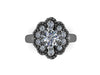 Black Gold Engagement Ring With Forever One Moissanite Center Diamond Wedding Ring 14k White Gold Bridal Ring Flower Proposal Ring -V1141