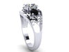 Black Diamond & Forever One Moissanite Engagement Ring Edwardian Ring 14K White Gold Engagement Vintage Filigree Design Ring - V1144