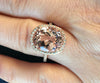 Oval Morganite Engagement Ring Unique Engagement Ring Diamond Wedding Ring 14K Rose Gold Unique Bridal Ring Jewelry for Women Halo -V1097