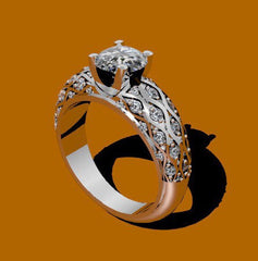 6.5mm Round Forever One Moissanite Engagement Ring Diamond Engagement Ring 14K White Gold Wedding Ring Fine Jewelry Unique Ring- V1040