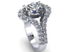 Moissanite Engagement Ring 14K White Gold Oval Moissanite Center Natural White Diamond Ring Custom Jewelry Gifts For Her Celebrity - V1146